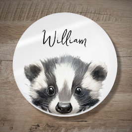Schattigee Waterverf Woodland Badger Nursery Room Keramische Knop