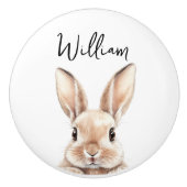 Schattigee Waterverf Woodland Bunny Nursery Room Keramische Knop (Voorkant)