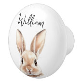 Schattigee Waterverf Woodland Bunny Nursery Room Keramische Knop (Rechts)