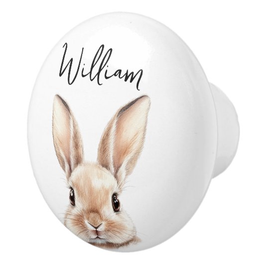 Schattigee Waterverf Woodland Bunny Nursery Room Keramische Knop (Rechts)