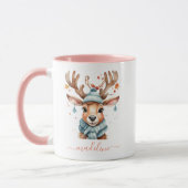 Schattigee Waterverf Woodland Christmas Rendier Mok (Links)