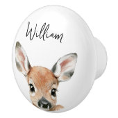 Schattigee Waterverf Woodland Deer Nursery Room Keramische Knop (Rechts)