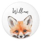 Schattigee Waterverf Woodland Fox Nursery Room Keramische Knop (Voorkant)