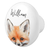 Schattigee Waterverf Woodland Fox Nursery Room Keramische Knop (Rechts)