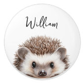 Schattigee Waterverf Woodland Hedgehog Nursery Roo Keramische Knop (Voorkant)