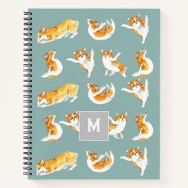 Schattigee Waterverf Yoga Corgi Dog Pattern Notiti Notitieboek