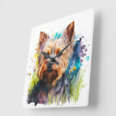 SCHATTIGEE WATERVERF YORKSHIRE TERRIER DOG VIERKANTE KLOK (Hoek)