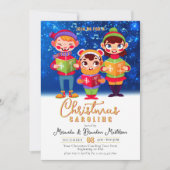 Schattigee Waterverf Zangers Christmas Caroling Kaart (Voorkant)