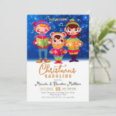 Schattigee Waterverf Zangers Christmas Caroling Kaart (Staand voorkant)