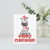 Schattigee Waterverf Zebra Kerst Kaart (Staand voorkant)