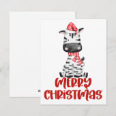 Schattigee Waterverf Zebra Kerst Kaart (Voorkant / Achterkant)