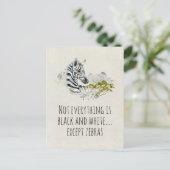 Schattigee Waterverf Zebra met grappig Gezegde Briefkaart (Staand voorkant)