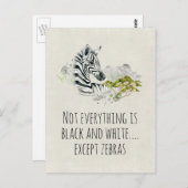 Schattigee Waterverf Zebra met grappig Gezegde Briefkaart (Voorkant / Achterkant)