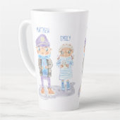 Schattigee Waterverf Zee Otter paar met namen Latte Mok (Linkerhoek)