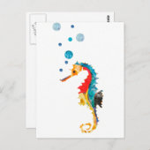 Schattigee Waterverf ZEE PAARD zeepaardje Ocean An Briefkaart (Voorkant / Achterkant)