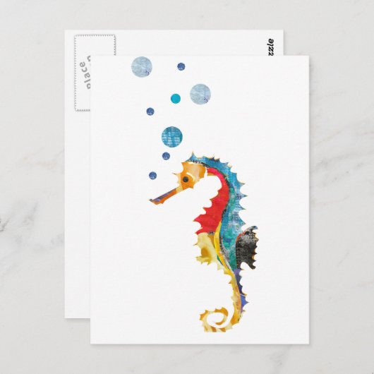 Schattigee Waterverf ZEE PAARD zeepaardje Ocean An Briefkaart (Voorkant / Achterkant)