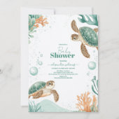 Schattigee Waterverf Zee Schildpad Baby shower Kaart (Voorkant)