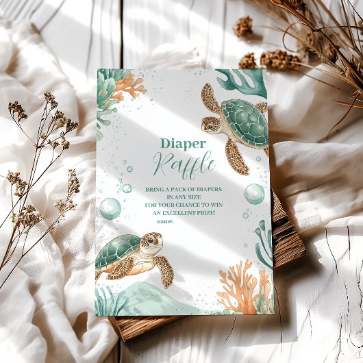 Schattigee Waterverf Zee Schildpad Diapper Raffle Informatiekaartje