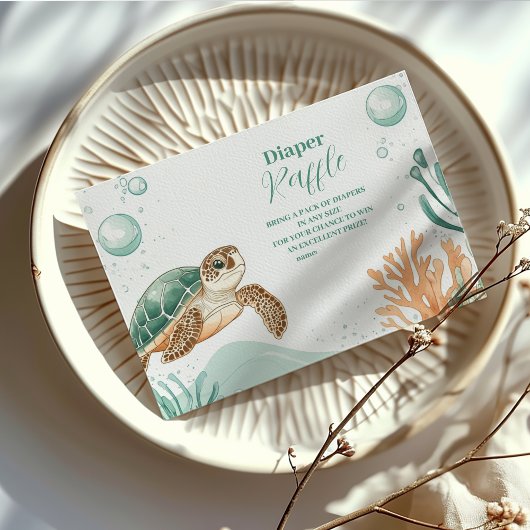 Schattigee Waterverf Zee Schildpad Diapper Raffle Informatiekaartje