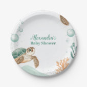 Schattigee Waterverf Zee Schildpad Papieren Bordje (Voorkant)