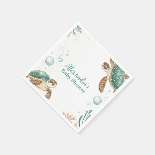 Schattigee Waterverf Zee Schildpad Servet (Hoek)
