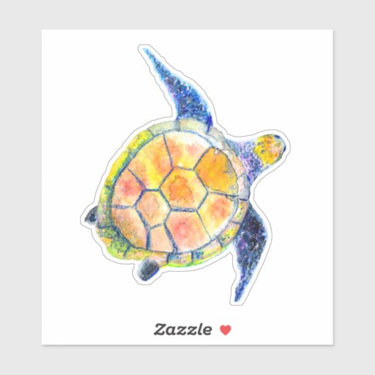 Schattigee Waterverf Zee Schildpad Sticker (Vel)