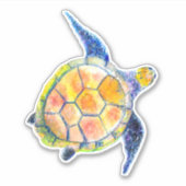 Schattigee Waterverf Zee Schildpad Sticker (Voorkant)