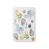 Schattigee waterverf zeebodembewoners badmat (Voorkant Verticaal)