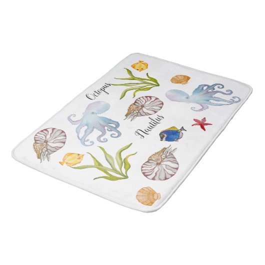 Schattigee waterverf zeebodembewoners badmat (Gekanteld)
