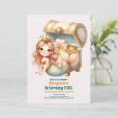 Schattigee Waterverf Zeemeermin Verjaardag Kaart (Staand voorkant)