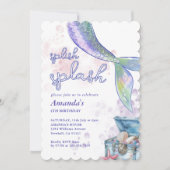 Schattigee Waterverf Zeemeermin Verjaardag Pool Pa Kaart (Voorkant)