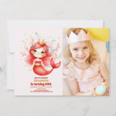 Schattigee Waterverf Zeemeermin Verjaardagsfoto Kaart (Voorkant)