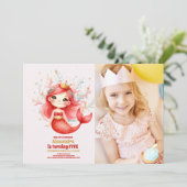 Schattigee Waterverf Zeemeermin Verjaardagsfoto Kaart (Staand voorkant)