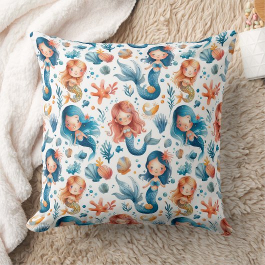Schattigee waterverf zeemeerminnen voor kinderen kussen (Deken)