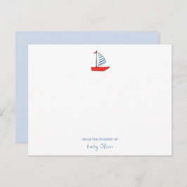 Schattigee waterverf zeilboot nautische Baby Bedankkaart