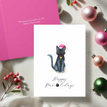 Schattigee Waterverf Zwarte Kat Kerst Kaarten<br><div class="desc">Vier de feestdagen met deze schattige kerstkaarten met Samantha, een feestelijke zwarte kat geïllustreerd in charmante waterverf stijl. Met een kerstmuts en een kerstbal aan haar halsband, brengt dit kat de perfecte mix van zoet en plezier naar de groeten van uw seizoen. Het grappige bericht "Happy Paw-holidays" is speels geschreven...</div>