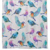 Schattigee Waterverven Kleurrijke Vogels Douchegordijn (Voorkant)