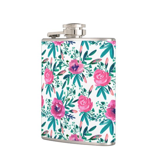 Schattigee Waterverven Red Flowers Heupfles (Links)