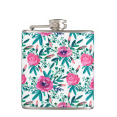 Schattigee Waterverven Red Flowers Heupfles (Voorkant)