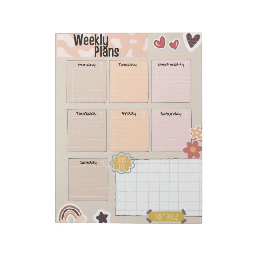 Schattigee weekplanner & to-do list Notitieblok (Linkerzijde)