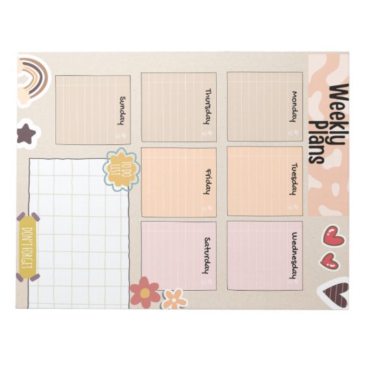 Schattigee weekplanner & to-do list Notitieblok (Voorkant)