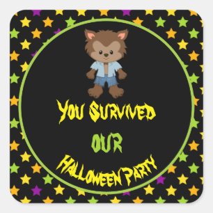 Schattigee weerwolf Boy Halloween Kostuumfeest Vierkante Sticker