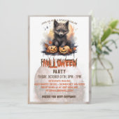 Schattigee weerwolf en pompoen Waterverf Kaart (Staand voorkant)