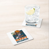 Schattigee weerwolf Happy Halloween! Trick or trea Kartonnen Onderzetters (Insitu)