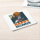 Schattigee weerwolf Happy Halloween! Trick or trea Kartonnen Onderzetters (Schuin)