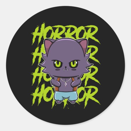 Schattigee weerwolf wolf wolf en anime horror lyca ronde sticker (Voorkant)