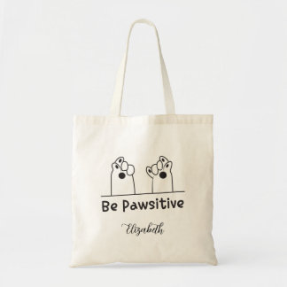 Schattigee "Wees Pawsitive" Kattenpoot Tote Bag