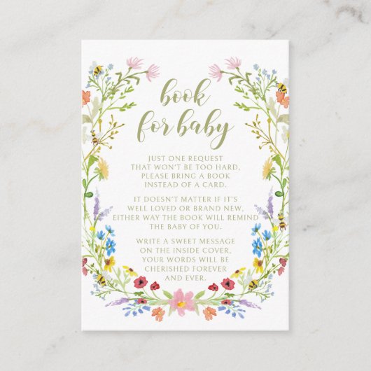 Schattigee weide kleine wilde bloem boek voor baby informatiekaartje (Voorkant)