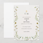 Schattigee weide wilde bloemen bij kamille bruilof kaart (Voorkant / Achterkant)