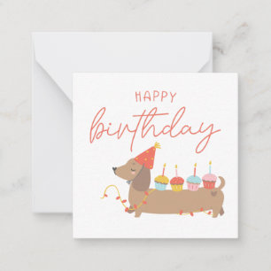 Schattigee Weiner Dog Happy Birthday Notitiekaartje